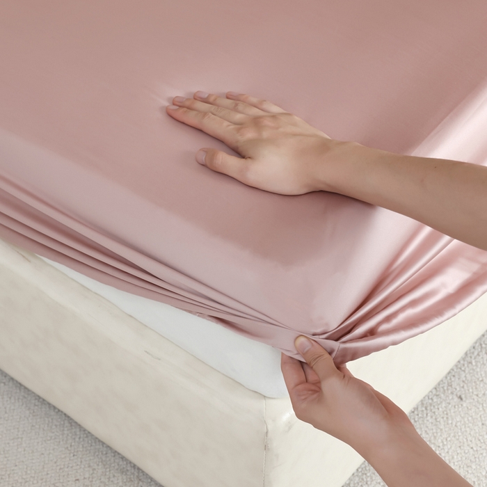 91家纺网 家纺一手货源 找家纺 轩和 2025新款A类LF60S兰精天丝单品床笠 胭脂粉