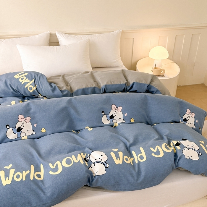 91家纺网 家纺一手货源 找家纺 2025新款加厚生态磨毛单被套 萌宠宝贝