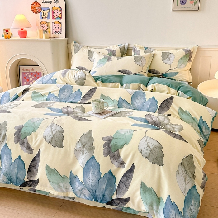 91家纺网 家纺一手货源 找家纺 2025新款加厚生态磨毛床单四件套 水墨江南