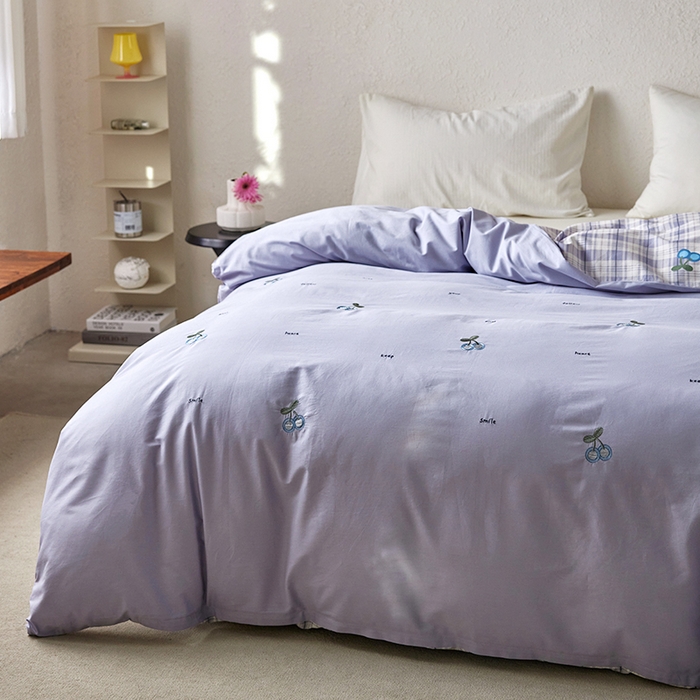 91家纺网 家纺一手货源 找家纺 2024新款爆品全棉纯棉印花刺绣单被套卡通被罩单品 樱桃果果