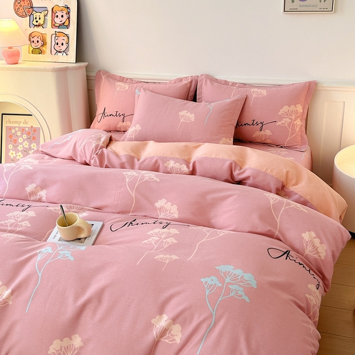 91家纺网 家纺一手货源 找家纺 2025新款加厚生态磨毛床单四件套 清风觅影