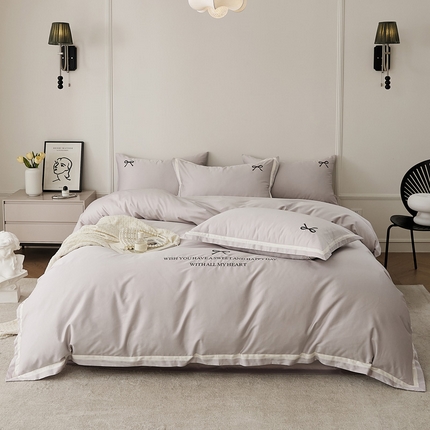 EH家居 2024新款长绒棉绣花四件套-伊人系列 伊人-云灰