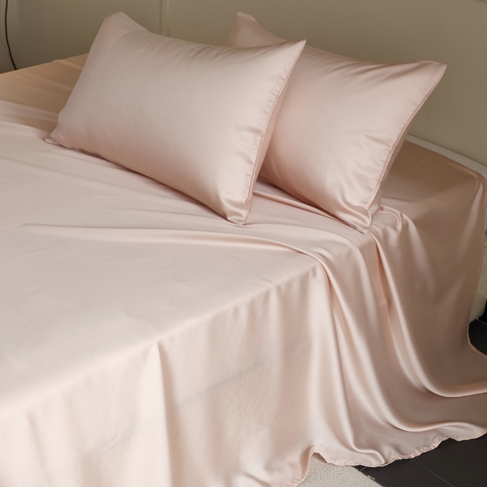 91家纺网 家纺一手货源 找家纺 轩和 2025新款A类LF60S兰精天丝单品床单 告白粉