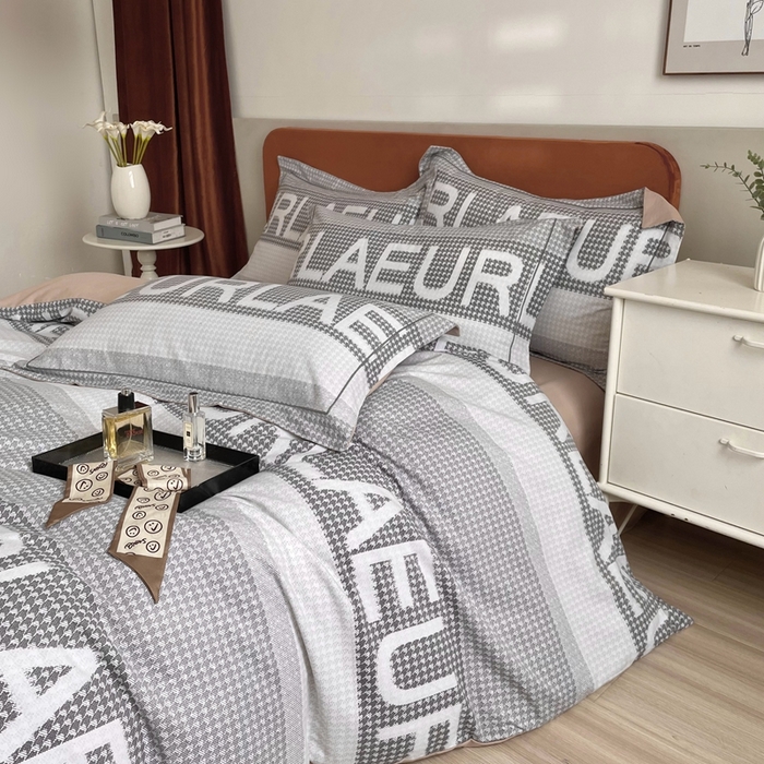 91家纺网 家纺一手货源 找家纺 2025新款全棉精梳磨毛印花四件套 海伦灰