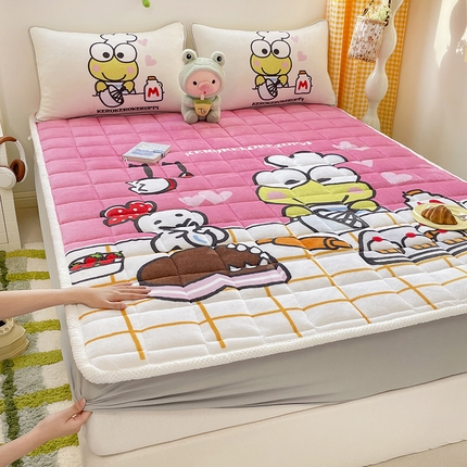 米帛家纺 2024新款三丽鸥印花牛奶绒床笠 大眼蛙