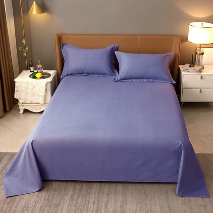 晶缦家纺 2024新款加厚纯棉喷气全棉纯色生态磨毛多规格单品床单 纯依-牛仔蓝