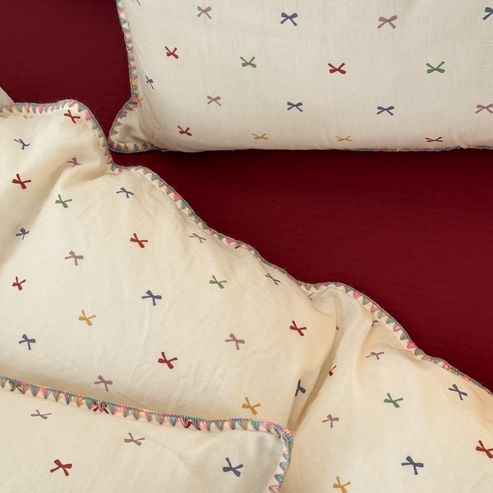 91家纺网 家纺一手货源 找家纺 洋铭区（原狠狠爱） 2024新款全棉双层纱四件套 五彩斑斓