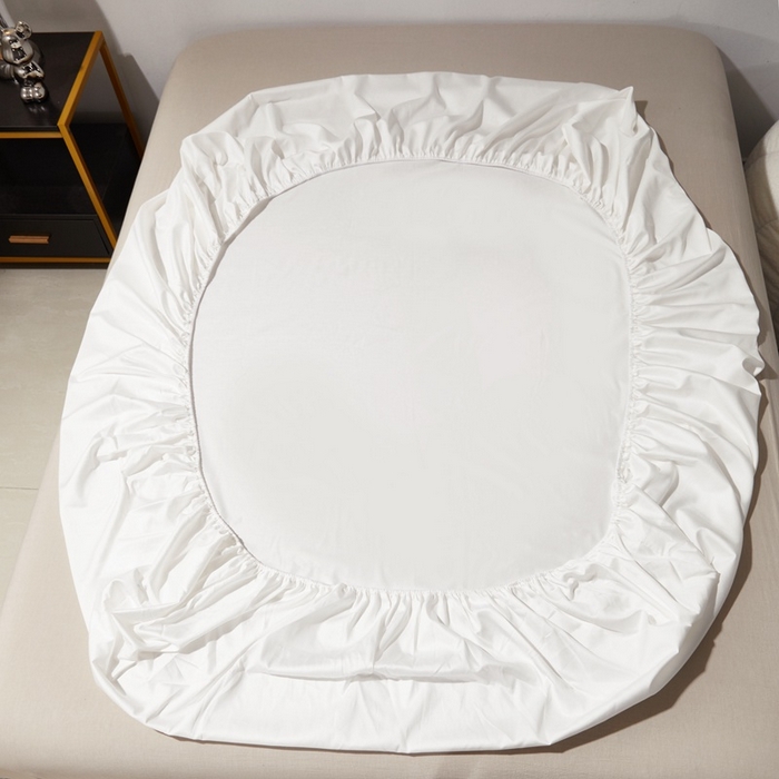 91家纺网 家纺一手货源 找家纺 晶缦家纺 2025新款全棉纯棉60支贡缎长绒棉纯色多规格单品床笠 琳澜-本白色