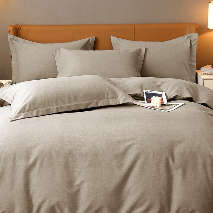 91家纺网 家纺一手货源 找家纺 晶缦家纺 2024新款加厚纯棉喷气全棉纯色生态磨毛多规格四件套 纯依-时尚灰