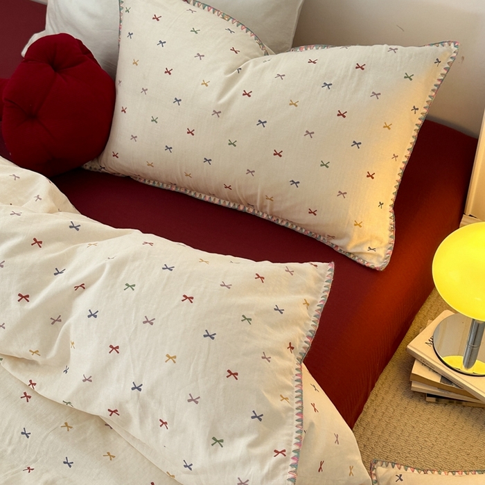 91家纺网 家纺一手货源 找家纺 洋铭区（原狠狠爱） 2024新款全棉双层纱四件套 五彩斑斓