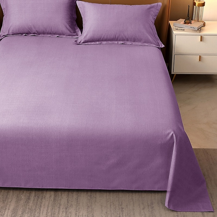 91家纺网 家纺一手货源 找家纺 晶缦家纺 2024新款加厚纯棉喷气全棉纯色生态磨毛多规格单品床单 纯依-丁香紫