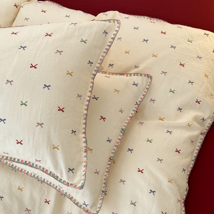 91家纺网 家纺一手货源 找家纺 洋铭区（原狠狠爱） 2024新款全棉双层纱四件套 五彩斑斓