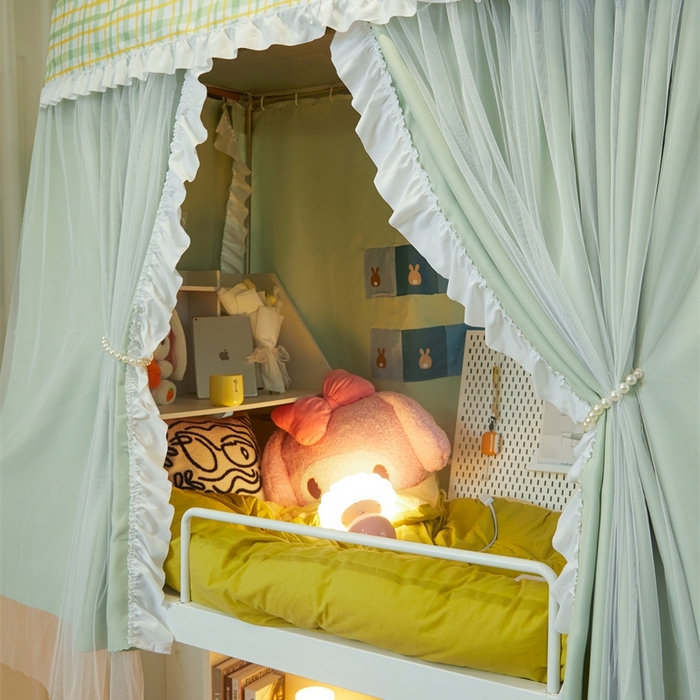 91家纺网 家纺一手货源 找家纺 卓尔居 2025新款学生导轨高精密花边系列蚊帐 导轨-青柠绿