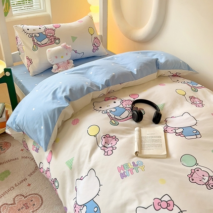 91家纺网 家纺一手货源 找家纺 （总）海岛哥哥 2025新款A类云朵水洗棉三丽鸥正版授权四件套-学生床