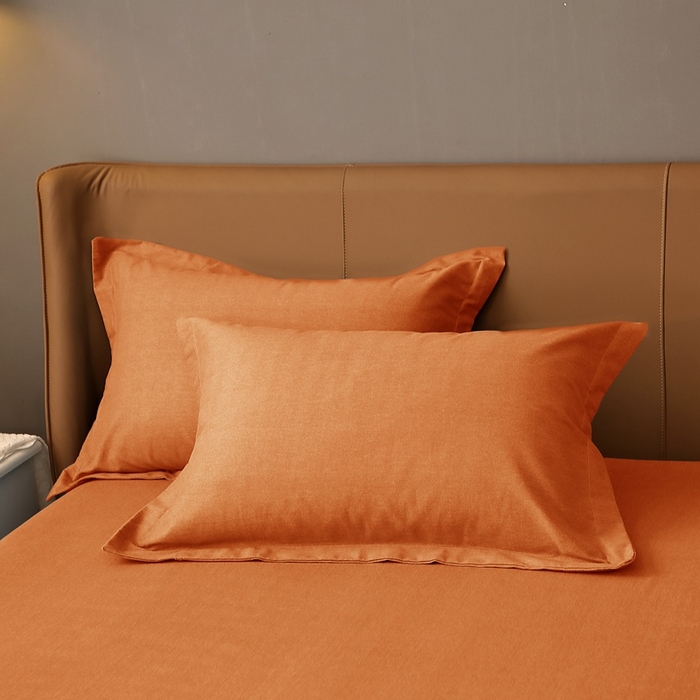 91家纺网 家纺一手货源 找家纺 晶缦家纺 2024新款加厚纯棉喷气全棉纯色生态磨毛多规格单品枕套 纯依-时尚桔