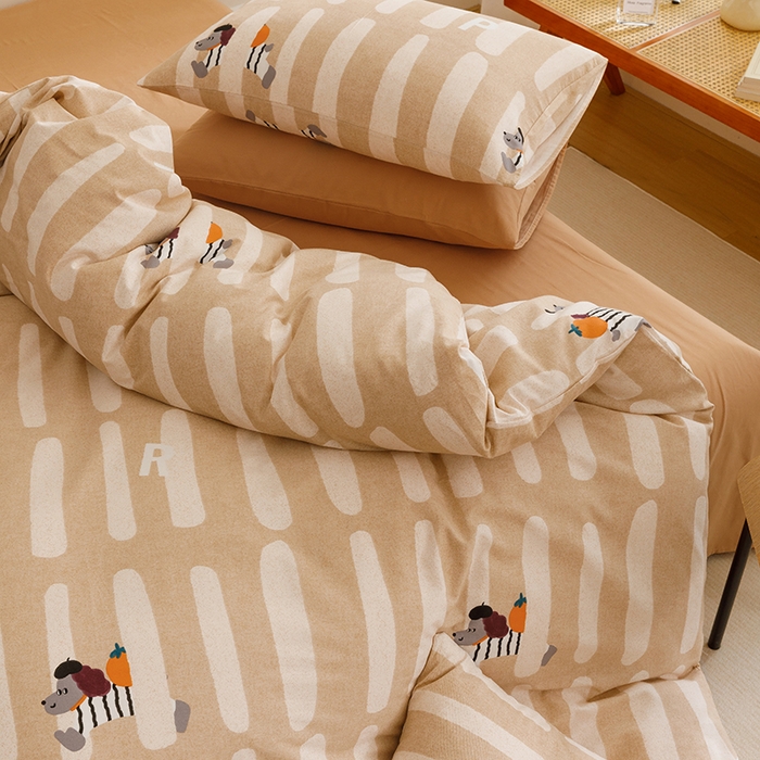 91家纺网 家纺一手货源 找家纺 2024新款全棉陶瓷磨毛印花四件套 萌趣星仔