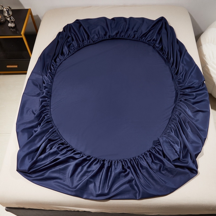 91家纺网 家纺一手货源 找家纺 晶缦家纺 2025新款全棉纯棉60支贡缎长绒棉纯色多规格单品床笠 琳澜-丈青色