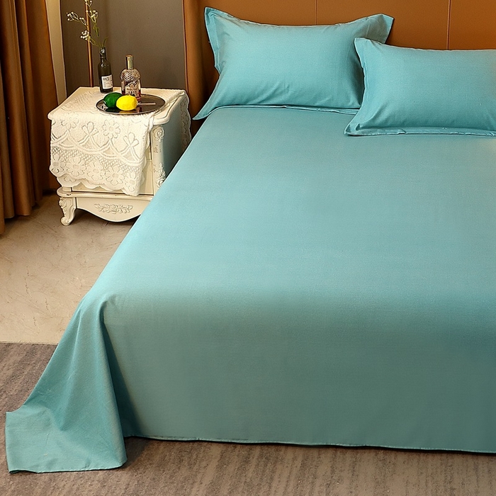 91家纺网 家纺一手货源 找家纺 晶缦家纺 2024新款加厚纯棉喷气全棉纯色生态磨毛多规格单品床单 纯依-豆绿