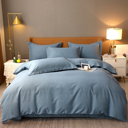 91家纺网 家纺一手货源 找家纺 （总）2025新款加厚纯棉喷气全棉纯色生态磨毛多规格四件套·素色保暖活性斜纹床单款床笠款学生宿舍三件套