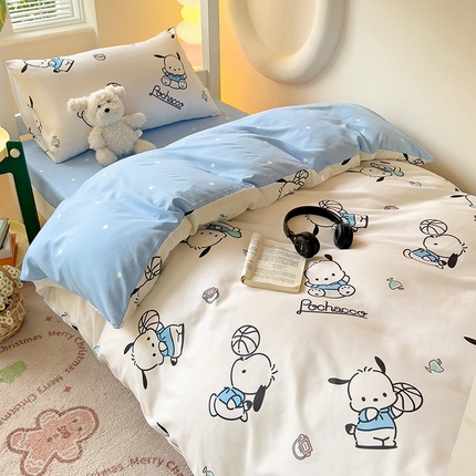 91家纺网 家纺一手货源 找家纺 （总）海岛哥哥 2025新款A类云朵水洗棉三丽鸥正版授权四件套-学生床