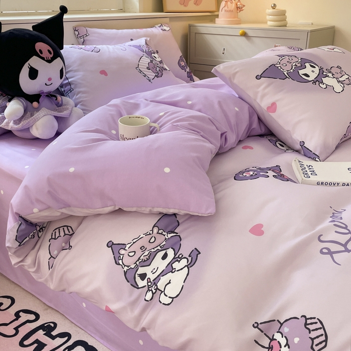 91家纺网 家纺一手货源 找家纺 海岛哥哥 2025新款A类云朵水洗棉三丽鸥正版授权四件套-大床图 三丽鸥-信封库洛米