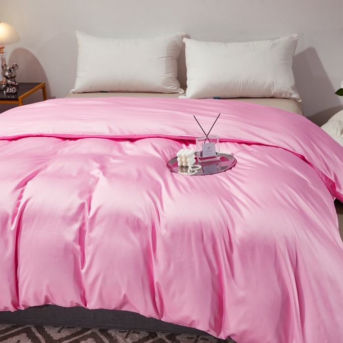 91家纺网 家纺一手货源 找家纺 晶缦家纺 2025新款全棉60支贡缎长绒棉纯色单品被套单件60S素色纯棉单被套多规格被罩活性印染 琳澜-粉红色
