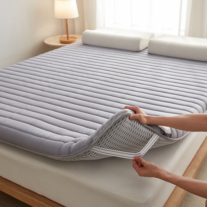 91家纺网 家纺一手货源 找家纺 卡派 2024新款成人款泡泡棉单边抗压床垫 阳光-灰