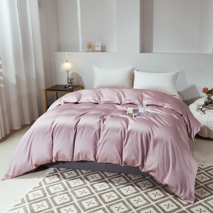 91家纺网 家纺一手货源 找家纺 晶缦家纺 2025新款全棉60支贡缎长绒棉纯色单品被套单件60S素色纯棉单被套多规格被罩活性印染 琳澜-粉豆沙