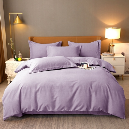 91家纺网 家纺一手货源 找家纺 （总）2025新款加厚纯棉喷气全棉纯色生态磨毛多规格四件套·素色保暖活性斜纹床单款床笠款学生宿舍三件套