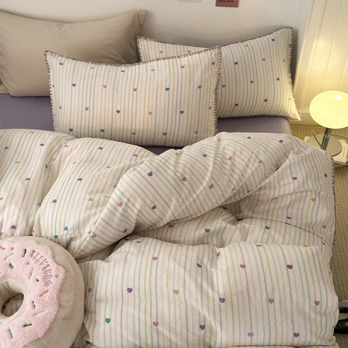 91家纺网 家纺一手货源 找家纺 洋铭区（原狠狠爱） 2024新款全棉双层纱四件套 藤蔓紫心