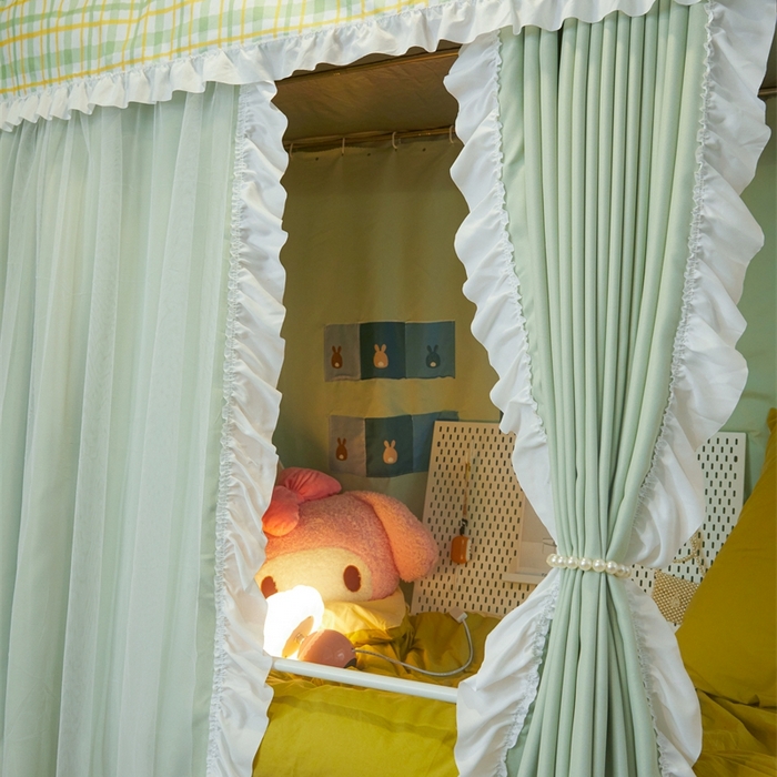 91家纺网 家纺一手货源 找家纺 卓尔居 2025新款学生导轨高精密花边系列蚊帐 导轨-青柠绿