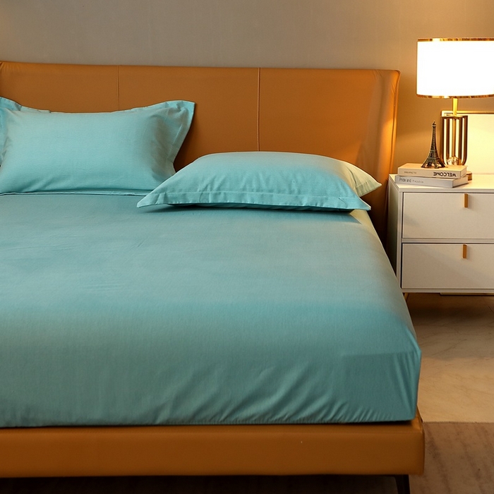 91家纺网 家纺一手货源 找家纺 晶缦家纺 2024新款加厚纯棉喷气全棉纯色生态磨毛多规格单品床笠 纯依-豆绿