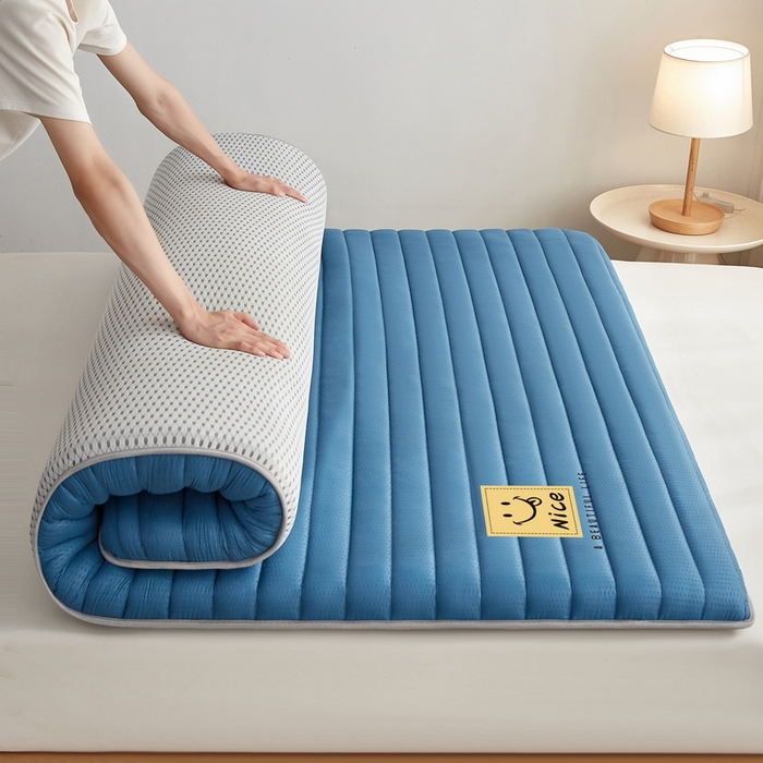 91家纺网 家纺一手货源 找家纺 卡派 2024新款成人款泡泡棉单边抗压床垫 阳光-蓝