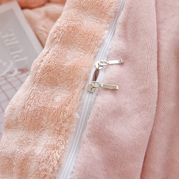 91家纺网 家纺一手货源 找家纺 启优家纺 2024新款简约兔兔绒活性印染单被套 樱花粉