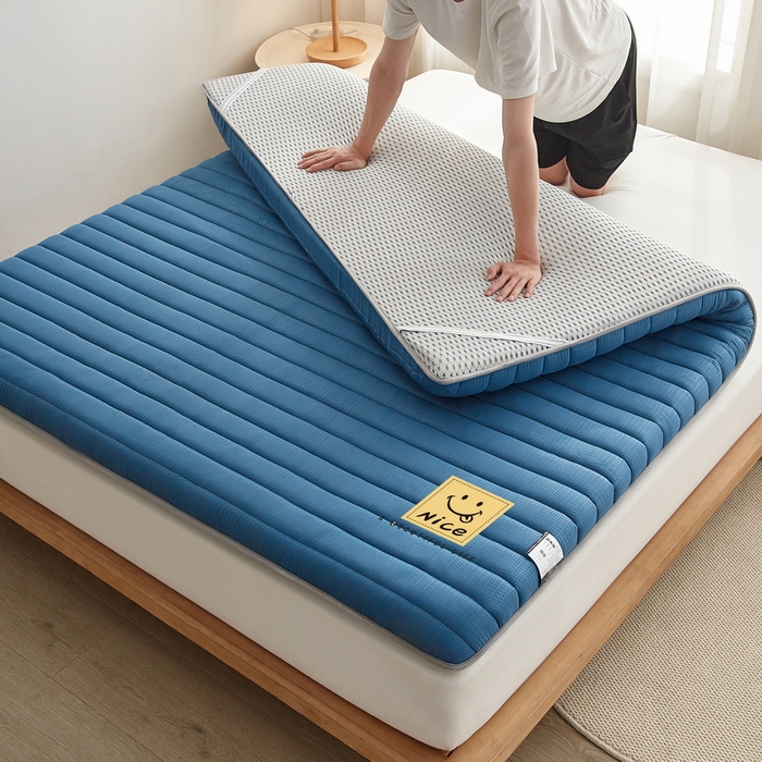 91家纺网 家纺一手货源 找家纺 卡派 2024新款成人款泡泡棉单边抗压床垫 阳光-蓝