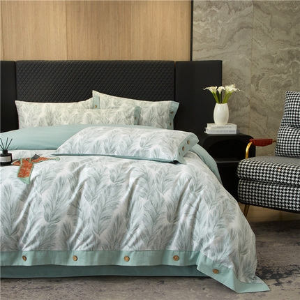 91家纺网 家纺一手货源 找家纺 （总）沐白家居 2025新款全棉生态磨毛印花四件套-纽扣工艺款