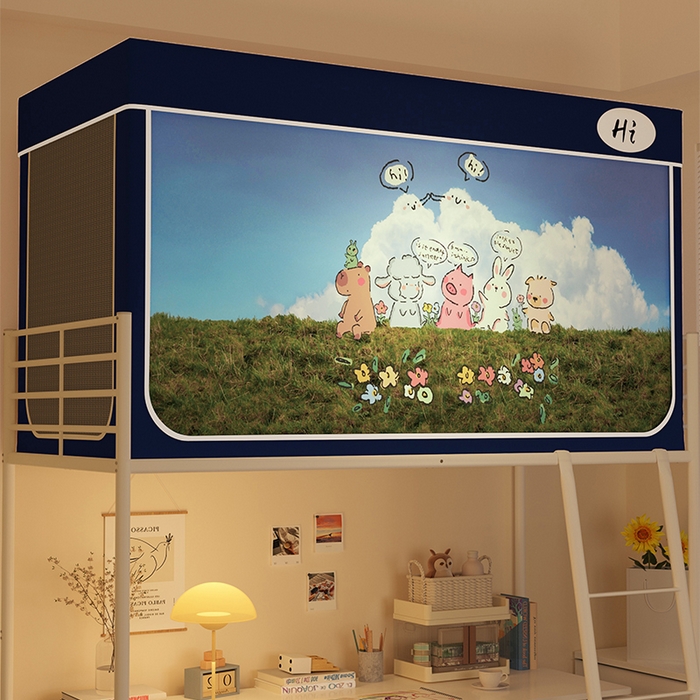 91家纺网 家纺一手货源 找家纺 安金蚊帐 2024新款防蚊遮光一体99%强遮光学生宿舍上下铺遮光学生蚊帐-系列一 秘密花园