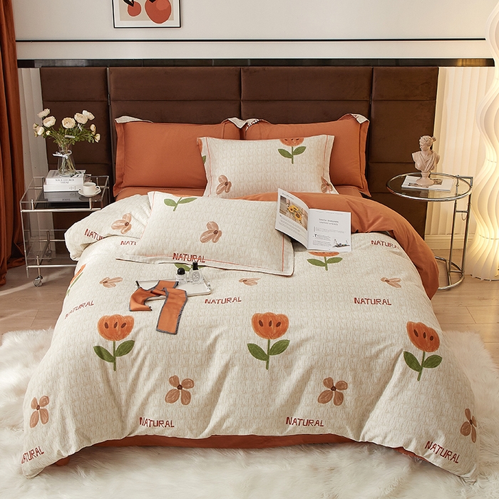 91家纺网 家纺一手货源 找家纺 2025新款全棉精梳磨毛印花四件套 曼朵