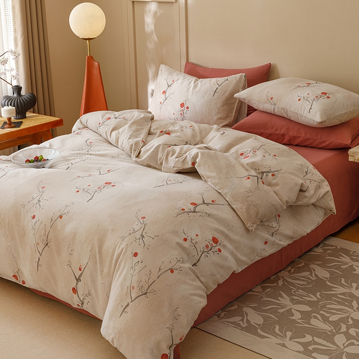 91家纺网 家纺一手货源 找家纺 2024新款全棉陶瓷磨毛印花四件套 情有独钟