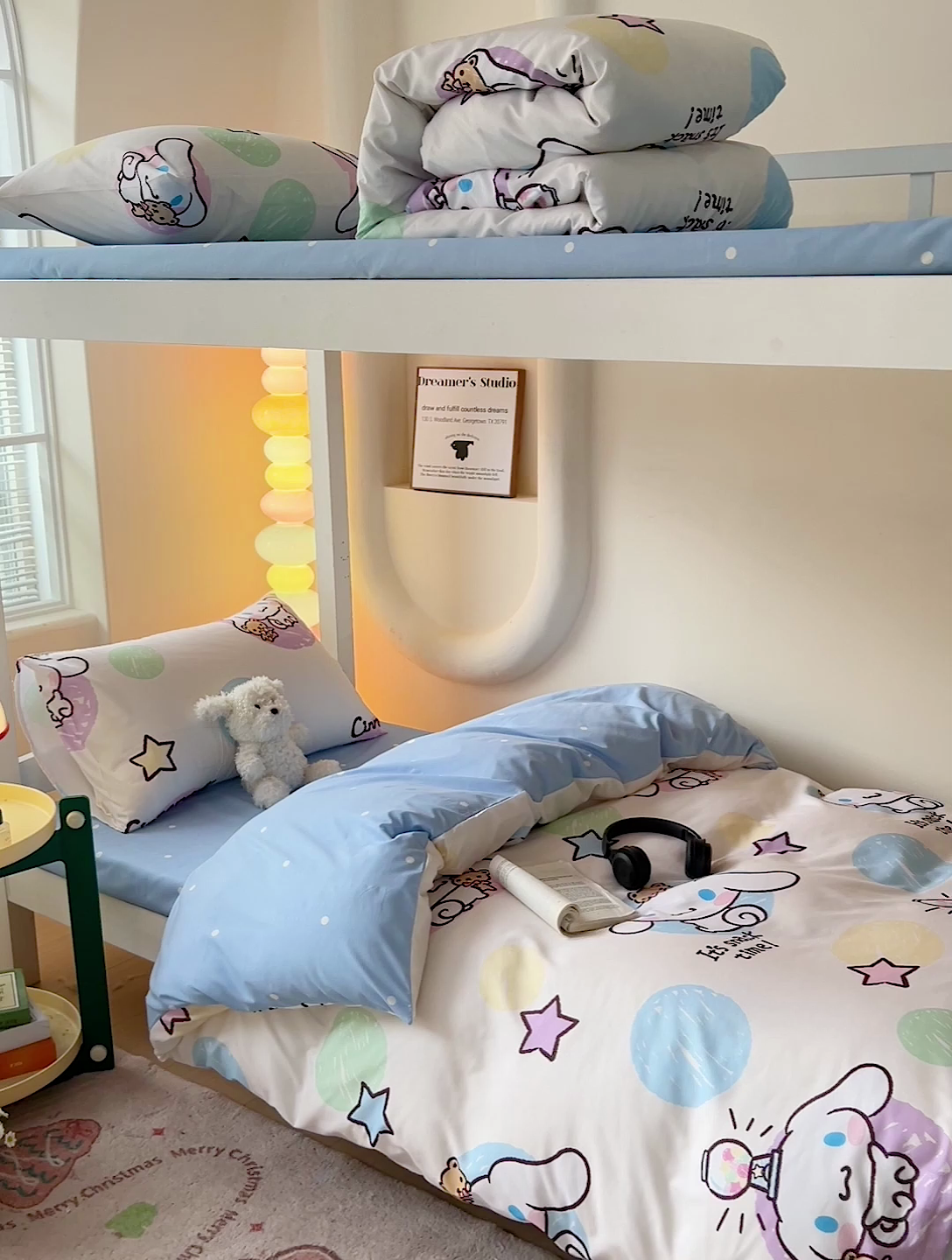 91家纺网 家纺一手货源 找家纺 海岛哥哥 2025新款A类云朵水洗棉三丽鸥正版授权四件套-学生床 三丽鸥-彩色涂鸦玉桂狗