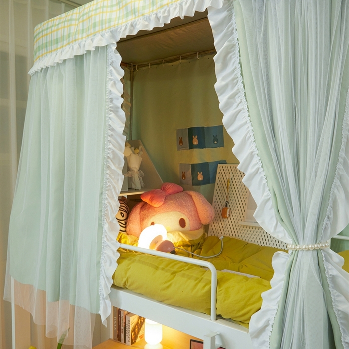 91家纺网 家纺一手货源 找家纺 卓尔居 2025新款学生导轨高精密花边系列蚊帐 导轨-青柠绿