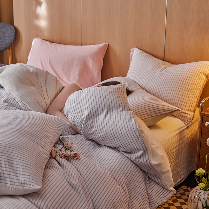 91家纺网 家纺一手货源 找家纺 2025新品尚美色织条纹绉纱系列--尚美细条系列 尚美-紫玉细条