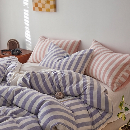 91家纺网 家纺一手货源 找家纺 2025新品尚美色织条纹绉纱系列--尚美宽条系列 尚美-紫玉宽条