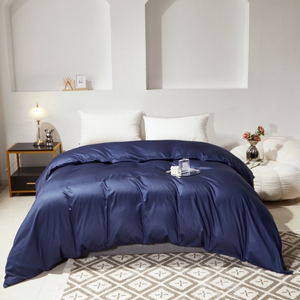 91家纺网 家纺一手货源 找家纺 晶缦家纺 2025新款全棉60支贡缎长绒棉纯色单品被套单件60S素色纯棉单被套多规格被罩活性印染 琳澜-丈青色