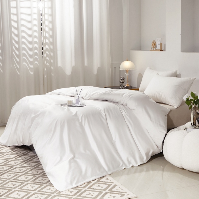 91家纺网 家纺一手货源 找家纺 晶缦家纺 2025新款全棉60支贡缎长绒棉纯色单品被套单件60S素色纯棉单被套多规格被罩活性印染 琳澜-本白色