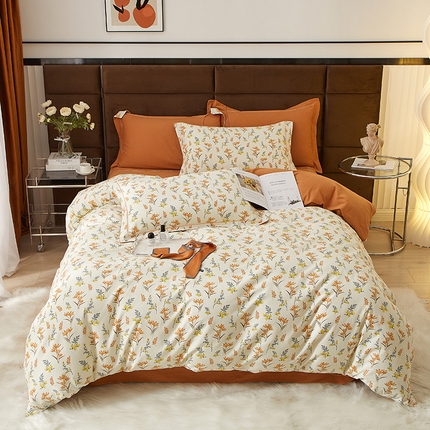 2025新款全棉精梳磨毛印花四件套 兰花草