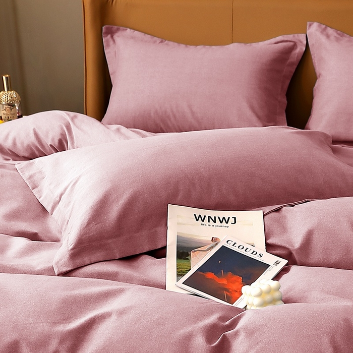 91家纺网 家纺一手货源 找家纺 晶缦家纺 2024新款加厚纯棉喷气全棉纯色生态磨毛多规格单品枕套 纯依-豆沙