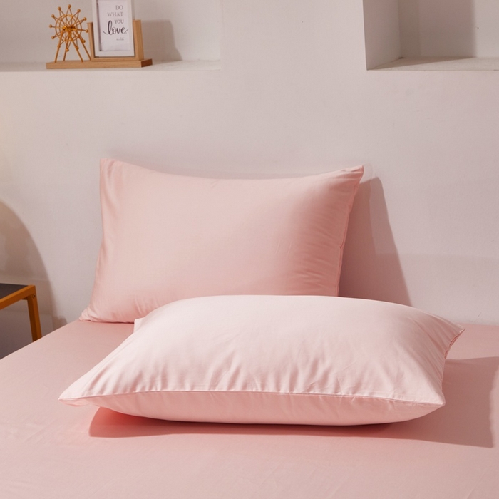 91家纺网 家纺一手货源 找家纺 晶缦家纺 2025新款全棉纯棉60支贡缎长绒棉纯色多规格单品枕套 琳澜-浅粉玉