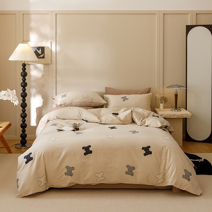 2024新款全棉陶瓷磨毛印花四件套 喜饰