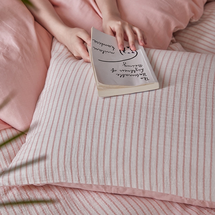 91家纺网 家纺一手货源 找家纺 2025新品尚美色织条纹绉纱系列--尚美细条系列 尚美-雅粉细条